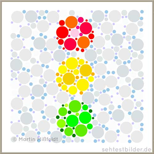 Farbsehtest Rot-Gelb-Grün: Lösung